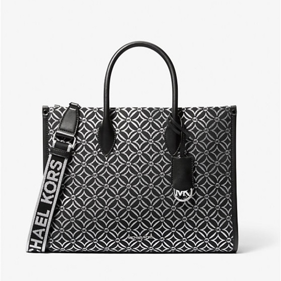 Michael Kors Handbags - NWT Michael Kors Medium Metallic Black Geometric Tote Bag